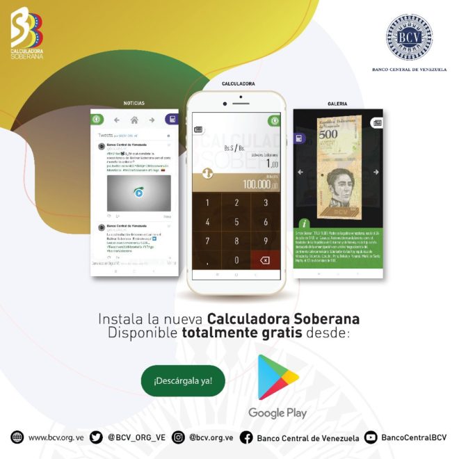 Known as the Sovereign Calculator, the new application was touted by Venezuela’s Central Bank as a “tool for everyone.”
